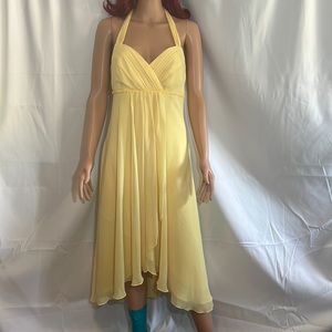 David’s Bridal pale yellow bridesmaid dress size 8 open back